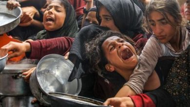 صورة شهيدان فلسطينيان في قصف مجمع ناصر الطبي..وفاة 57 طفلا في غزة جراء آثار الجوع