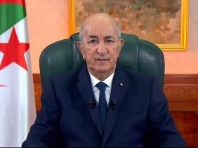 صورة رئيس الجمهورية يوجه كلمة للشعب الجزائر بمناسبة العيد مساء