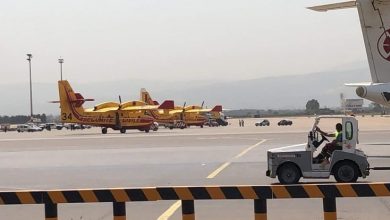 صورة وصول الطائرتين من الإتحاد الأوروبي لإخماد حرائق الغابات