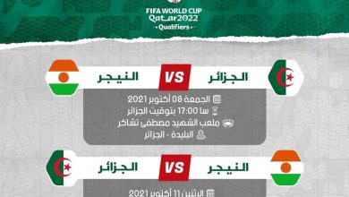 صورة تصفيات مونديال-2022:  الجزائر- النيجر يومي 8 و11 أكتوبر