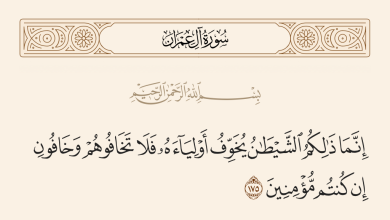 صورة إِنَّمَا ذَلِكُمُ الشَّيْطَانُ يُخَوِّفُ أَوْلِيَاءَهُ
