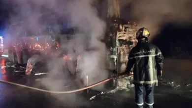صورة احتراق حافلة لنقل المسافرين بالبليدة